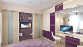 Фиолетовый цвет в интерьере спальни, Мытищи - 2