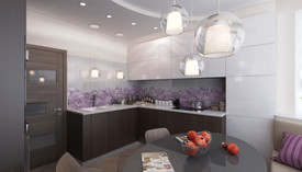 Фиолетовый цвет в интерьере кухни квартиры П-44Т - 2