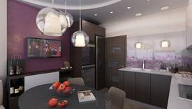 Фиолетовый цвет в интерьере кухни квартиры П-44Т - 1