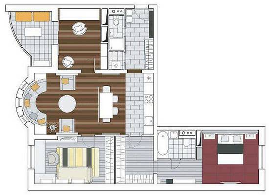 Дизайн 3-х комнатной квартиры серии И-155