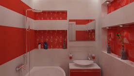 Фото красного цвета в интерьере ванной комнаты