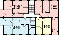 Планировка дома серии II-49, вариант 1