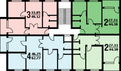 Планировка дома серии II-49, вариант 2