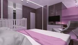 Дизайн спальни с детской кроваткой в одном стиле