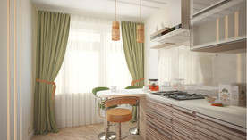 дизайн штор с лентами для кухни