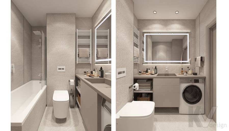 Дизайн ванной комнаты в 3-комнатной квартире в Видном - 1