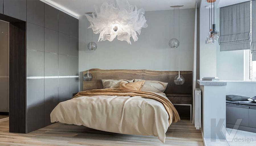 Дизайн спальни в двухкомнатной квартире, Сходненская - 2