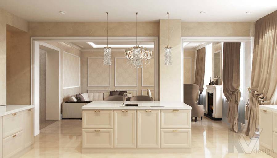 Дизайн гостиной-кухни в доме 500 кв.м., Поведники - 8