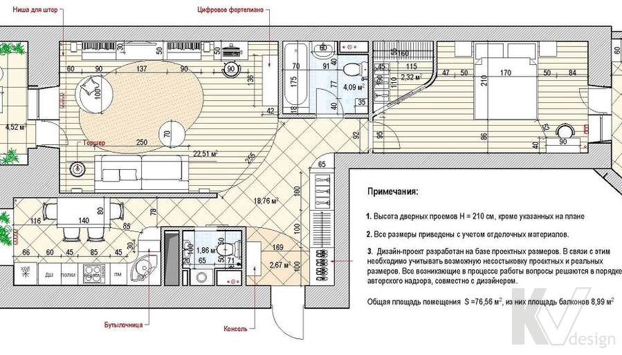 Дизайн двухкомнатной квартиры, Люберцы