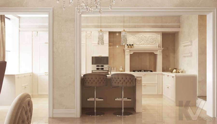 Дизайн гостиной-кухни в доме 500 кв.м., Поведники - 7
