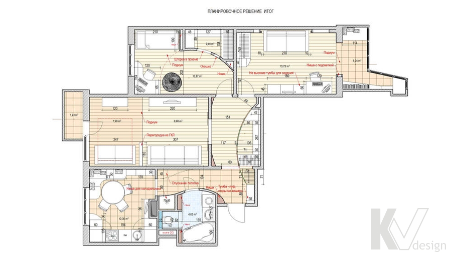 Дизайн квартиры П-3, планировка