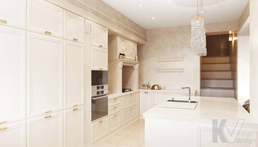 Дизайн гостиной-кухни в доме 500 кв.м., Поведники - 6