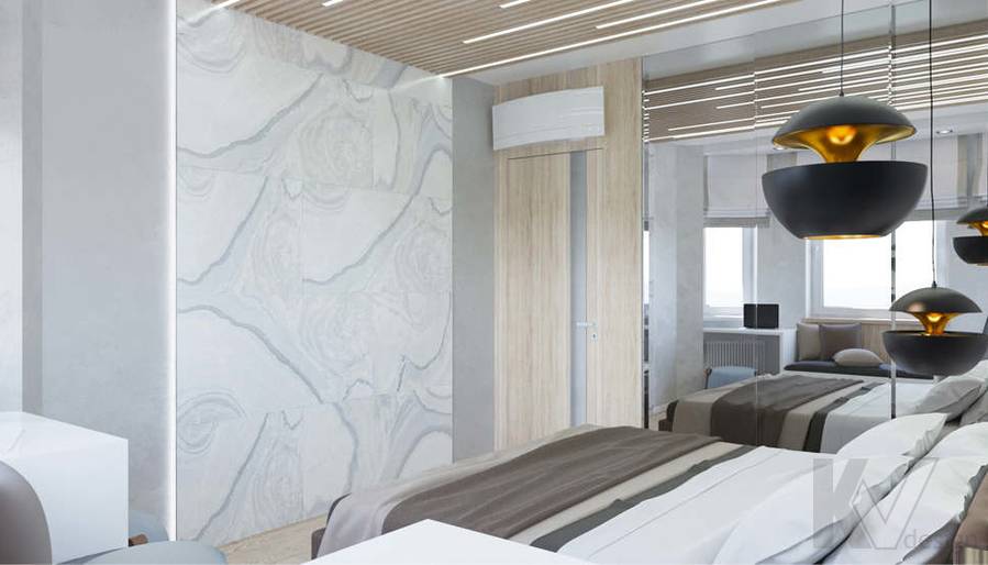 Дизайн спальни в 3-комнатной квартире П-3М в Марьино - 2