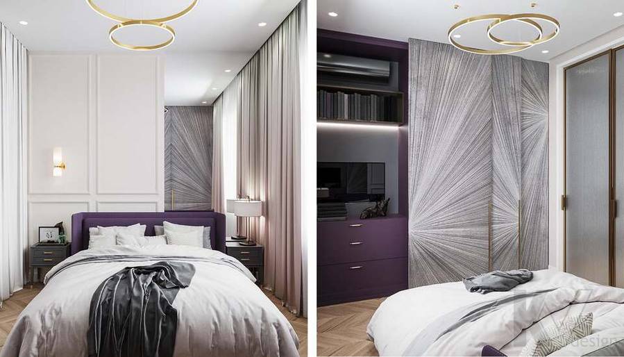 Дизайн спальни в двухкомнатной квартире на Сходненской - 1